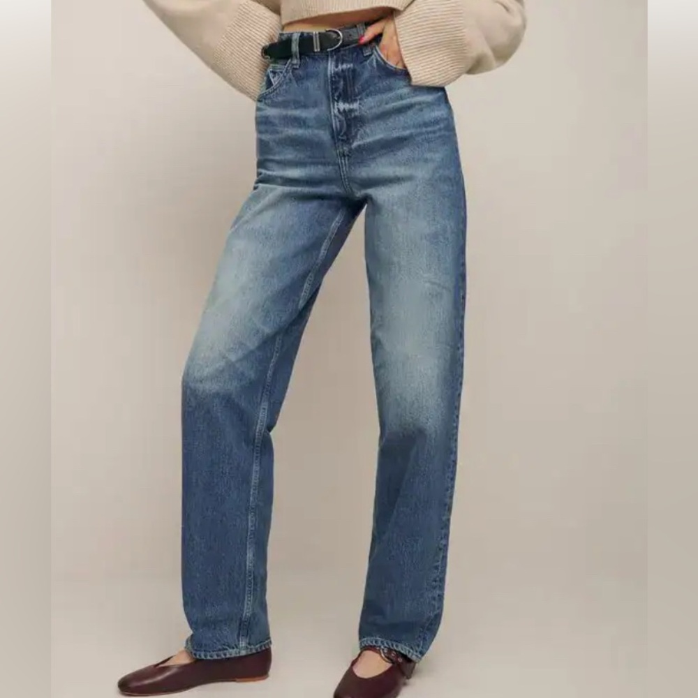 Reformation Women's Noa High Rise Barrel Jeans in Blue - Picture 8 of 8